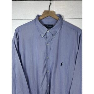 Ralph Lauren Navy Blue Gingham Style Pony On Chest 2XB Big Tall Blue